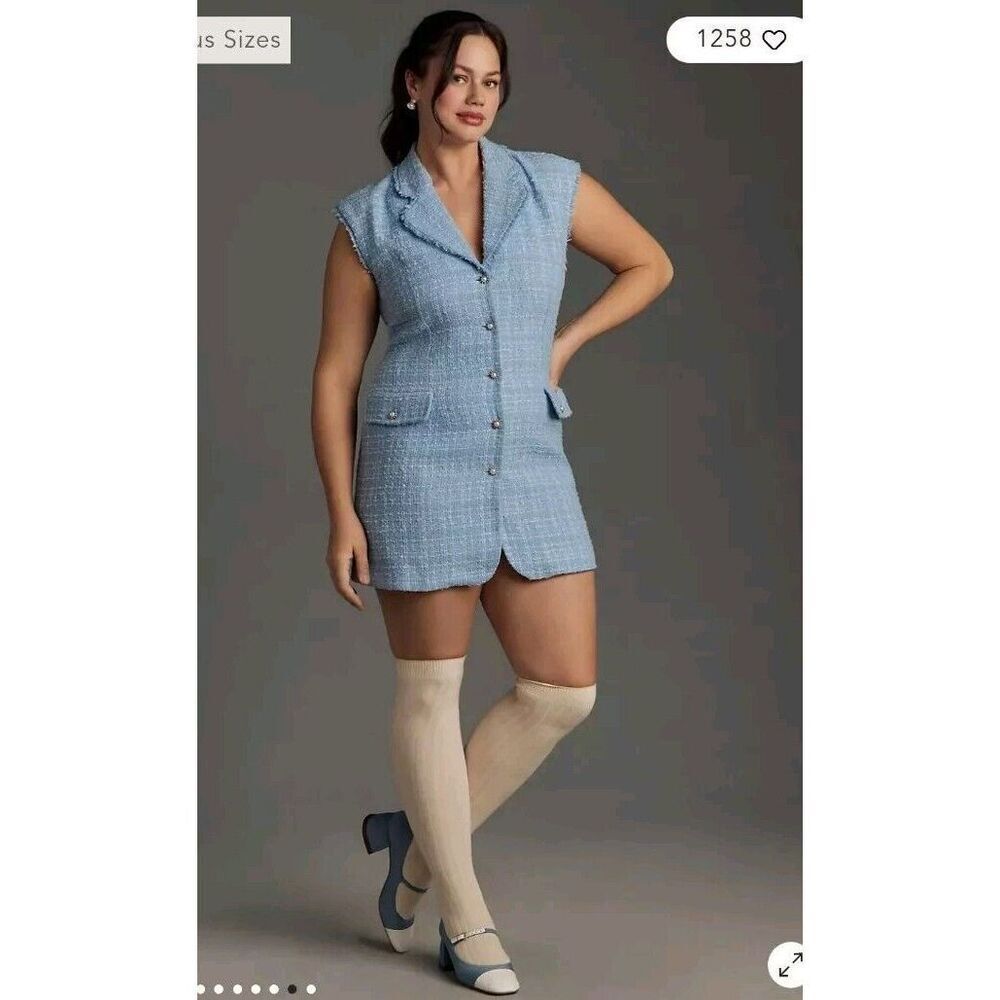 Maeve Anthropologie Sleeveless‎ Tweed Blazer Mini Dress Size 16W NWT MSRP $168 - Picture 3 of 11